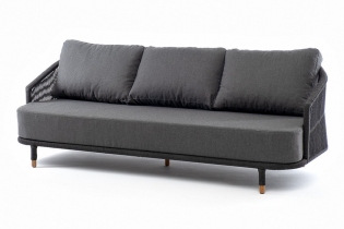 MR1002203 диван 3-местный плетеный из роупа, каркас алюминий темно-серый муар, роуп темно-серый